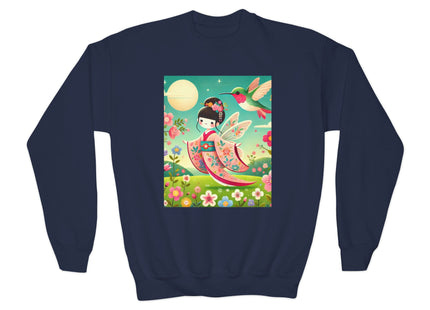 Geisha Fairy and the Hummingbird Blossom Youth Crewneck Sweatshirt