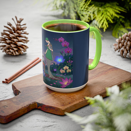Moonlit Incense Ceremony Colorful Mugs – Art Deco Meditation Garden