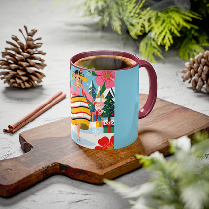 🌼🎄 The Christmas Blossom Belle Colorful Mug – Colorful Art Deco Holiday Fantasy