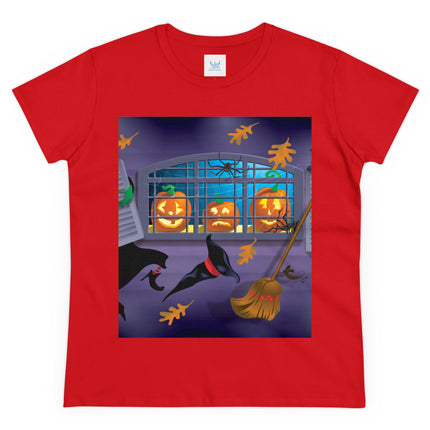 Whimsical Halloween Mischief Women's Midweight Cotton Tee