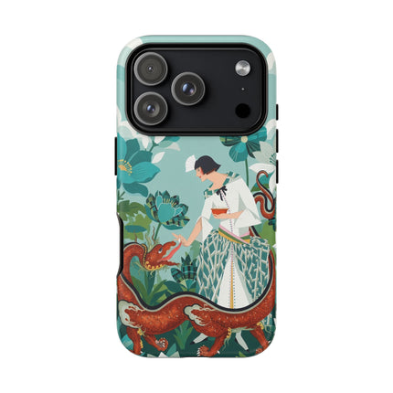 🐉🌿 The Dragon Keeper Phone Case – Art Deco Floral Fantasy