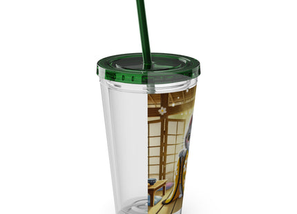 Playful Kitten in the Tea Room Sunsplash Tumbler with Straw, 16oz