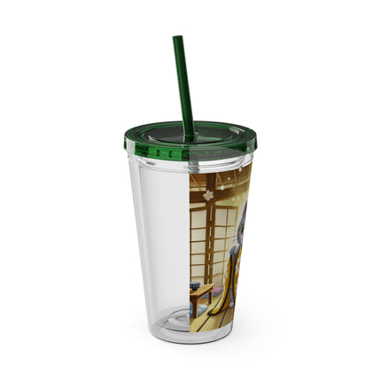 Playful Kitten in the Tea Room Sunsplash Tumbler with Straw, 16oz
