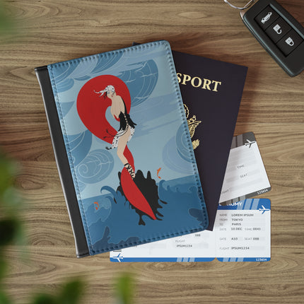 Siren of the Waves Passport Cover – Dynamic Strength & Oceanic Drama