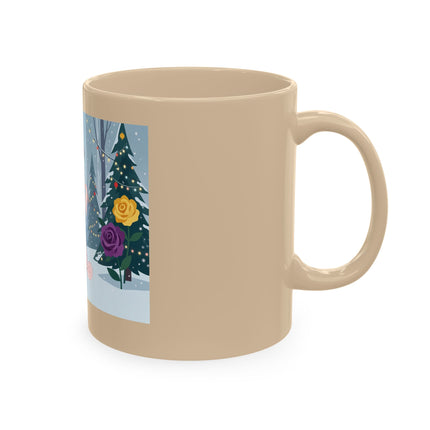🏮🎄 The Winter Lantern Celebration Ceramic Mug – Art Deco Asian Christmas Elegance