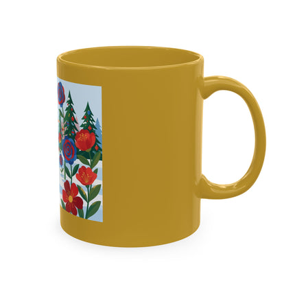🌹🎄 The Lady Of The Holiday Roses Ceramic Mug – Art Deco Christmas Elegance