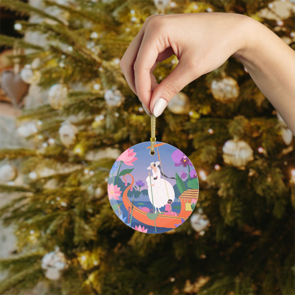 🪷⛵ The Lady Of The Lotus Voyage Glass Ornament – Art Deco Travel Elegance