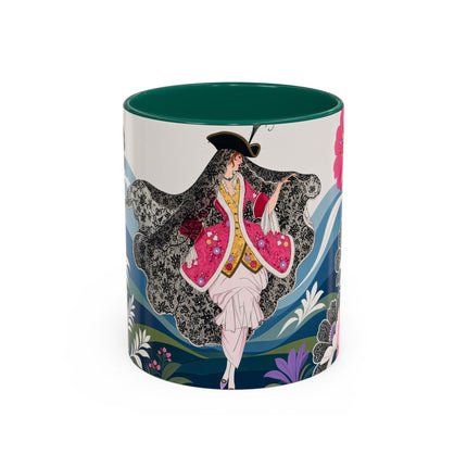 🌸🎀 The Pink Lace Garden Promenade Colorful Mug – Art Deco Fashion Elegance