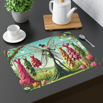 🧚‍♀️🌷 A Fairy Choosing Gowns Placemat – Enchanted Floral Fashion Boutique