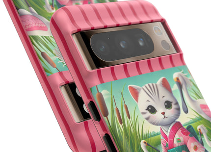 Geisha Kitten Strolls Among the Spoonbills Phone Cases