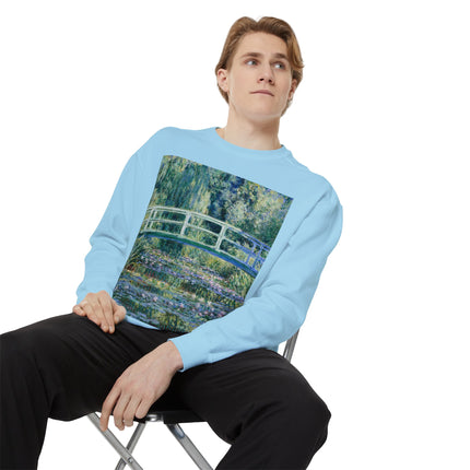 Water Lilies and Japanese Bridge by Claude Monet Unisex Garment-Dyed Sweatshirt