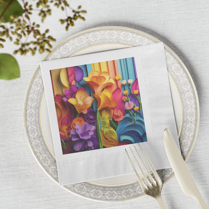 The Graceful Freesia White Coined Napkins