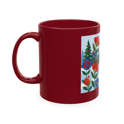 🌹🎄 The Lady Of The Holiday Roses Ceramic Mug – Art Deco Christmas Elegance