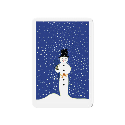 Snowman in Falling Snow Die-Cut Magnets (5 Sizes)