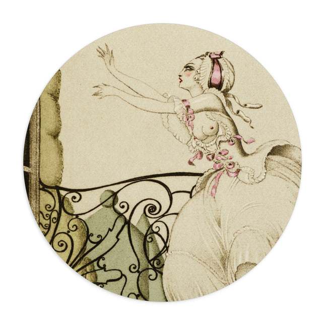Sur talons rouges (On Red Heels) pl 02 by Gerda Wegener Mouse Pad, Round and Rectangle