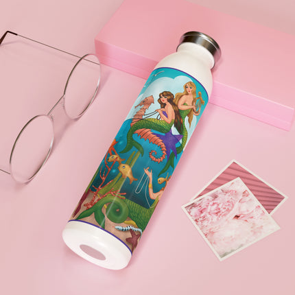 Three Mermaids with Strings of Pearls by Carlo Chiostri Slim Water Bottle