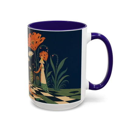 🌼🧡 The Midnight Floral Masquerade Colorful Mug – Art Deco Fashion Fantasy