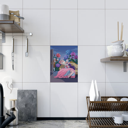 🌹💜 The Secret Embrace Ceramic Tile – Art Deco Floral Romance