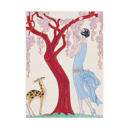 Woman, Fawn, and Red Tree by George Barbier Postcards (envelopes included) - Bundles of 10, 30, 50 Pieces