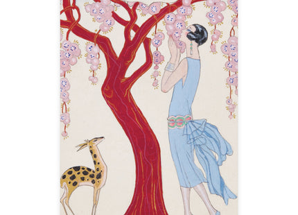 Woman, Fawn, and Red Tree by George Barbier Postcards (envelopes included) - Bundles of 10, 30, 50 Pieces