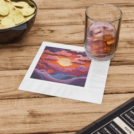 Dramatic Sunset Sky White Coined Napkins