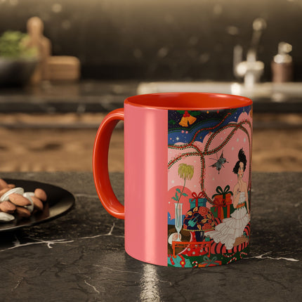🎀🎄 Christmas Morning In The Rose Parlor Colorful Mug – Art Deco Holiday Fantasy