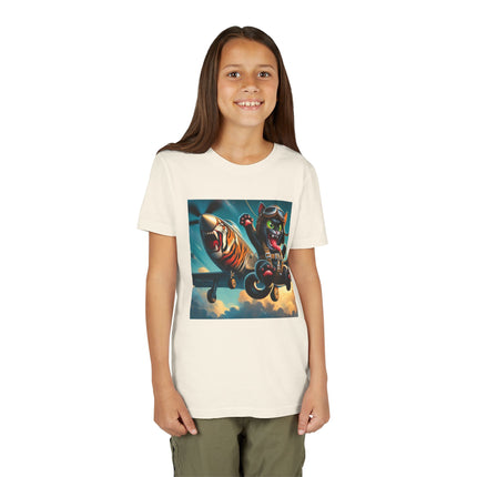 Parachuting Cat Commando Youth Short Sleeve Tee