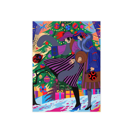 🎄✨ Christmas Among The Twinkling Trees Ceramic Tile – Art Deco Holiday Friendship