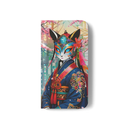 🦊⚔️ Cyberpunk Samurai Maiden Flip Case – Neon Grace & Warrior Courage