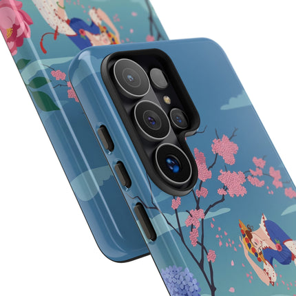 🌸☂️ The Lady Of The Falling Blossoms Phone Case – Art Deco Garden Whimsy