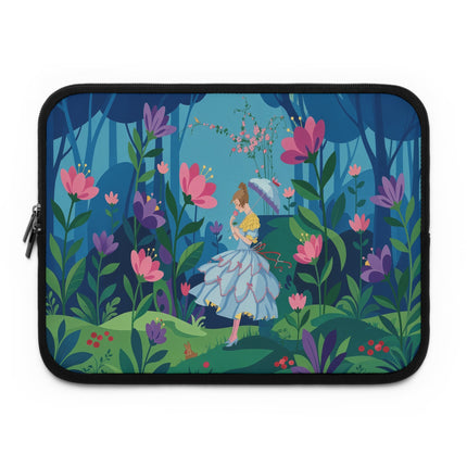 🌸☂️ The Lady Of The Enchanted Forest Stroll Laptop Sleeve – Art Deco Woodland Elegance