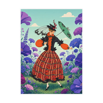 🌺✨ The Enchanted Flower Promenade Postcards With Envelopes – Art Deco Fashion Whimsy
