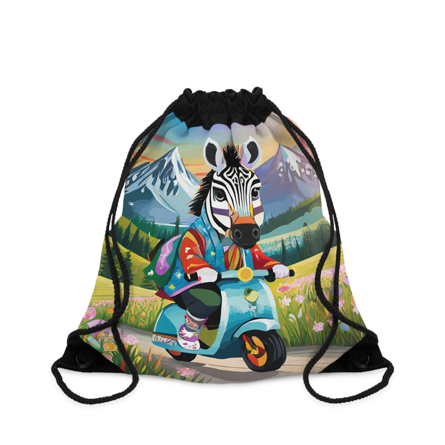 Stripes on Wheels Drawstring Bag