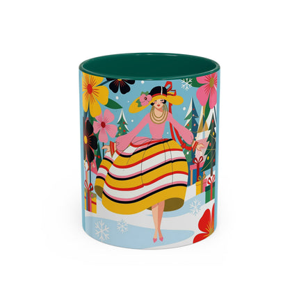 🌼🎄 The Christmas Blossom Belle Colorful Mug – Colorful Art Deco Holiday Fantasy