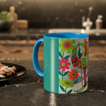 🎿🌸 The Winter Flower Adventurer Colorful Mug – Colorful Ski Fantasy
