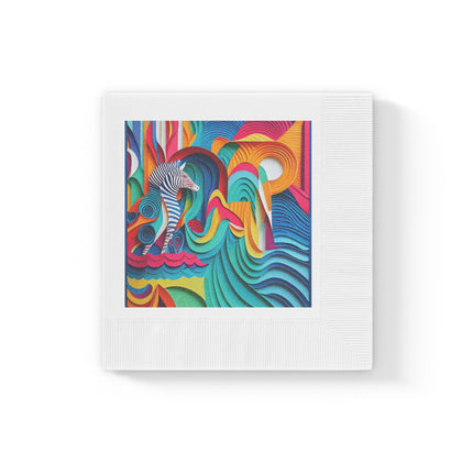 Surfing Zebra White Coined Napkins