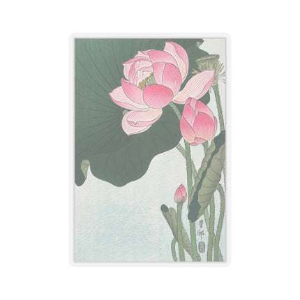 Blooming Lotus Flowers by Ohara Koson Kiss-Cut Stickers (4 Sizes)