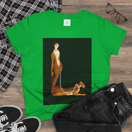 Leopard Queen Women's Midweight Cotton Tee – Exotic Glamour & Timeless Elegance