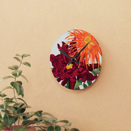 Dahlia Flower by Tanigami Kônan Acrylic Wall Clock, Round and Square