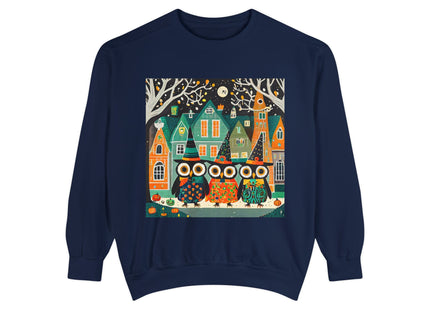 Night of the Trick-or-Treating Owlets Unisex Garment-Dyed Sweatshirt