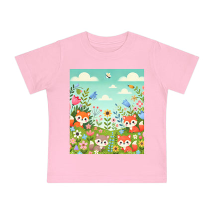 Fox Cubs in Bloom Baby T-Shirt – Springtime Joy & Playful Friendship