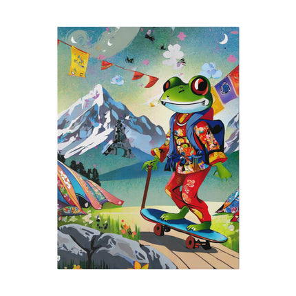 Skateboarding Frog Matte Canvas, Stretched, 0.75"