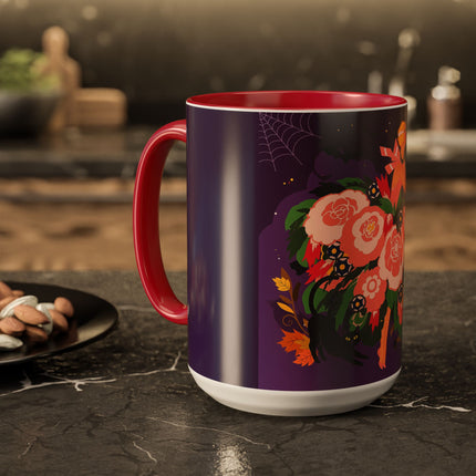 🌹🎃 The Lady Of The Haunted Rose Garden Colorful Mug – Romantic Halloween Charm