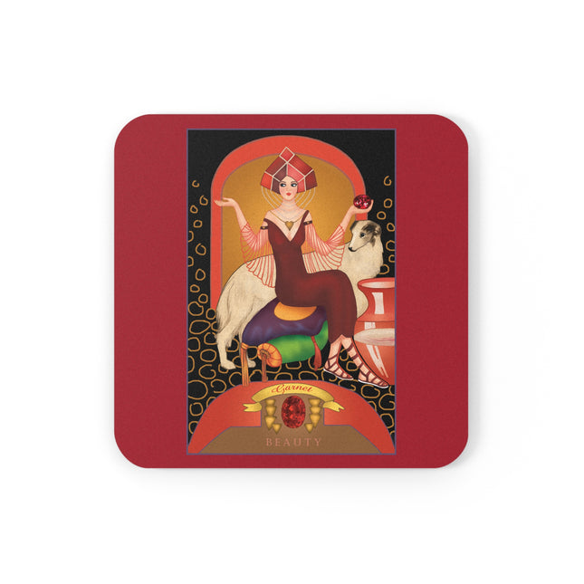 Capricorn Zodiac Design – January & Garnet | Cork Back Coaster