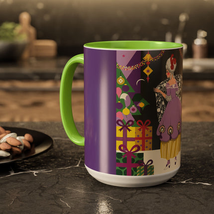 🎁✨ The Lavender Christmas Masquerade Colorful Mug – Art Deco Holiday Fantasy