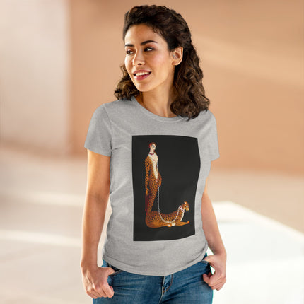 Leopard Queen Women's Midweight Cotton Tee – Exotic Glamour & Timeless Elegance