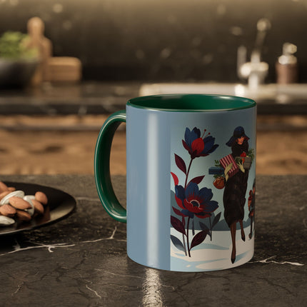 🎁🌺 The Christmas Gift Garden Stroll Colorful Mug – Art Deco Holiday Fantasy