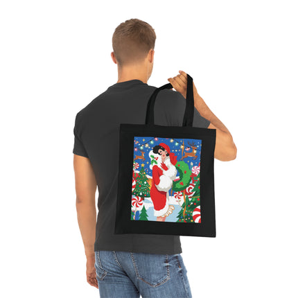 🍬🎄 The Lady Of The Peppermint Christmas Garden Cotton Tote Bag – Art Deco Holiday Fantasy