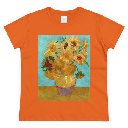 Vase with Twelve Sunflowers by Vincent van Gogh Women's Midweight Cotton Tee