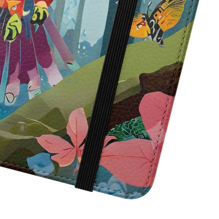 🦖🦋 Colorful Raptor Flip Case – Butterfly Wonder & Forest Adventure